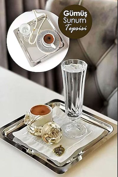 Global Ersat Ersat Home 21*21 cm Metal Presentation Tray - Pack of 2