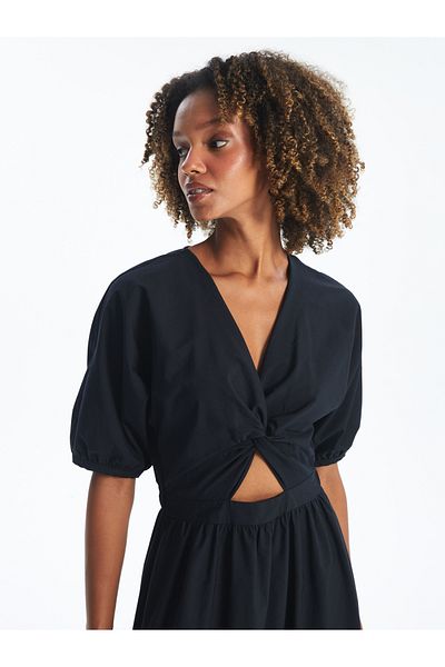 LC Waikiki V-Neck Straight Short Sleeve A-Line Women's Dress