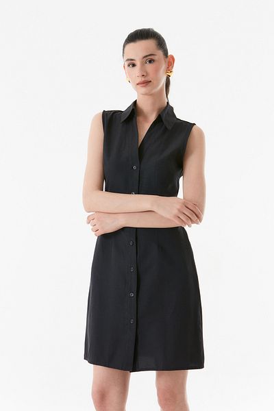 Fulla Moda Rochie de bază cu guler cămașă și detaliu cu nasturi