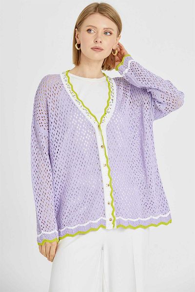 Two Mail Lilac Bead Cardigan