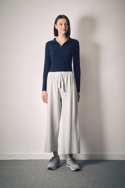 Fulla Moda Corded Basic Trousers with Elastic Waist