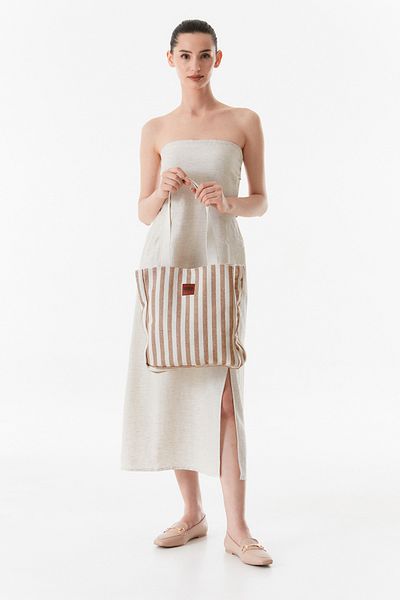 Fulla Moda Linen Handle Striped Bag