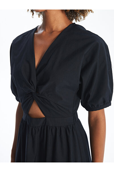 LC Waikiki V-nyakú, egyenes, rövid ujjú, A-vonalú női ruha