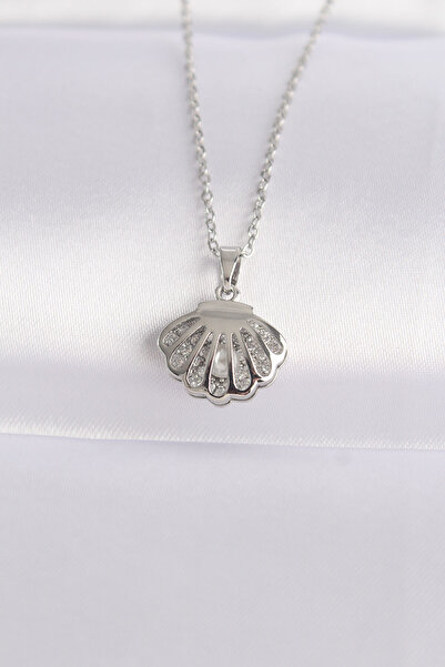 Twin Store 316L Steel Chain Silver Color Zircon Stone Pearl Detail Oyster Nec...