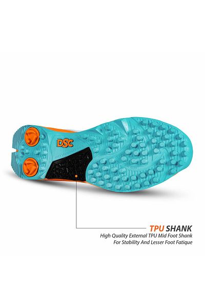 DSC Jaffa 22 Cricket Shoes | White/Orange | For Boys and Men | Lightweight | Embossed Design