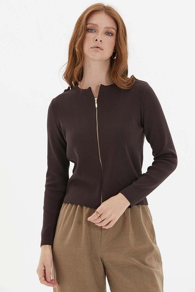 Two Mail Brown Cardigan with Epaulettes