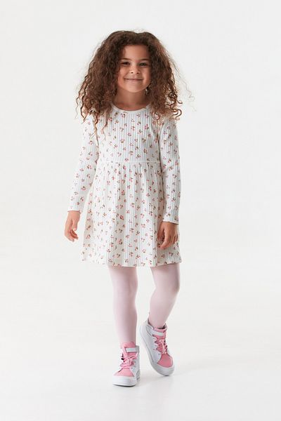Fulla Moda Κοριτσίστικο φόρεμα με ραβδώσεις - Floral printed