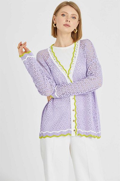 Two Mail Lilac Bead Cardigan