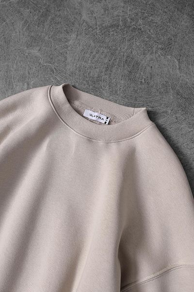 Slatra Ανδρικό φούτερ σε μπεζ Basic Crew Neck Oversize