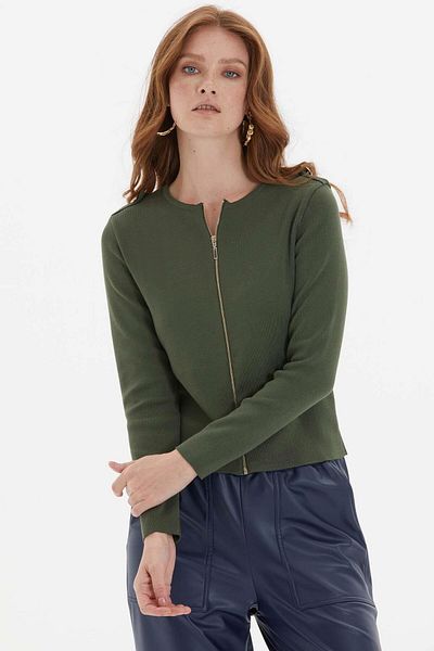Two Mail Green Cardigan with Epaulette