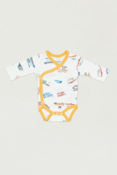 Fulla Moda Boy's Bodysuit - Double Breasted Collar and Printed Design