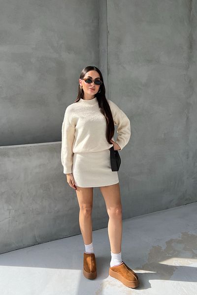 Seda Yalçın Atelier Cream Knitwear Sweater Skirt Set