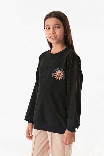 Fulla Moda Суитшърт за момиче - с щампа отпред и отзад