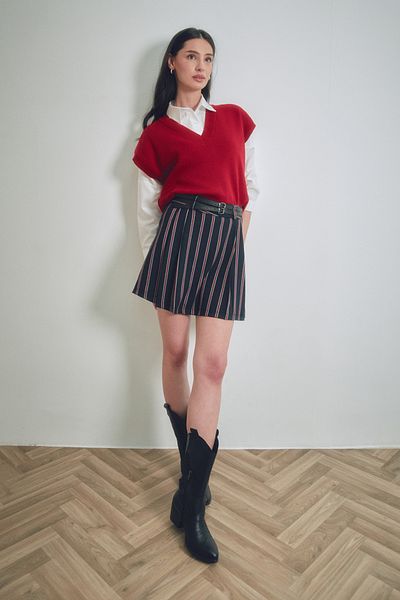 Fulla Moda Fustă scurtă cu fermoar, detaliată în lateral