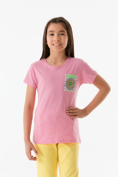 Fulla Moda Crew Neck Girl's T-Shirt - Front and Back Printed