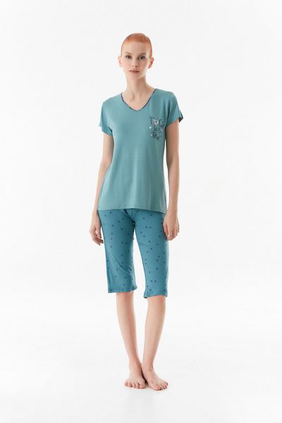 Fulla Moda Set pijama cu imprimeu text cu decolteu