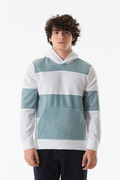 Fulla Moda Φούτερ Color Block Fleece με κουκούλα και τσέπη καγκουρό