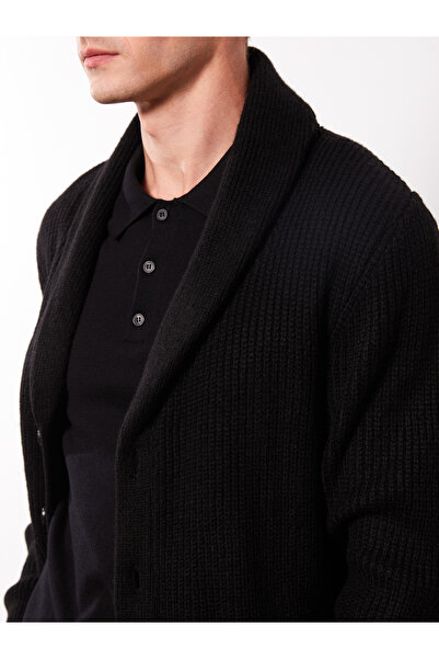 LC Waikiki Slim Fit Shawl Collar Long Sleeve Men's Knitwear Cardigan