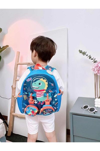 Vest Geantă de grădiniță cu model de dinozaur albastru