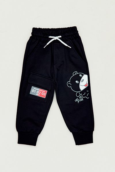 Fulla Moda Boy's Sweatpants - Teddy Bear Print and Waist Laces