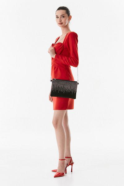 Fulla Moda Zippered Stone Detailed Portfolio Bag