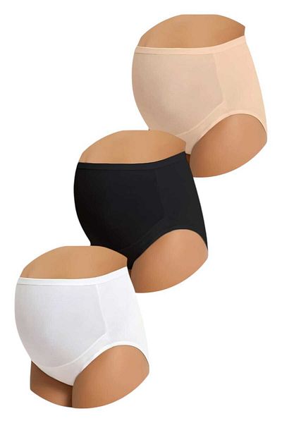 Uniquetrenders Set de 3 chiloți flexibili din bumbac pentru maternitate și postpartum