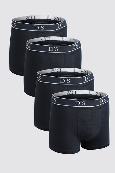 D'S Damat Σετ μπόξερ 4 τεμαχίων Navy Blue - Γαμπρός, με λογότυπο μάρκας, Lycra και Stretchable