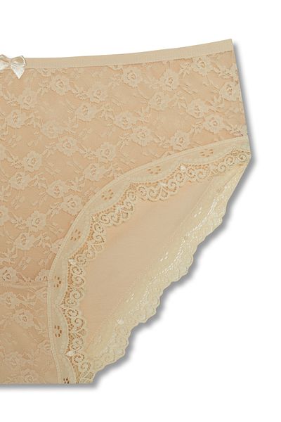 HNX Βαμβακερή δαντέλα μπροστά Ψηλόμεση Plus Size Γυναικεία κιλότα