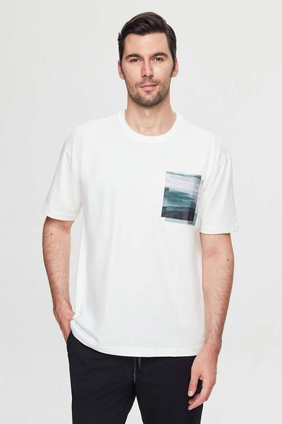 Twn Μπλουζάκι Oversize Λευκό εμπριμέ 100% βαμβάκι