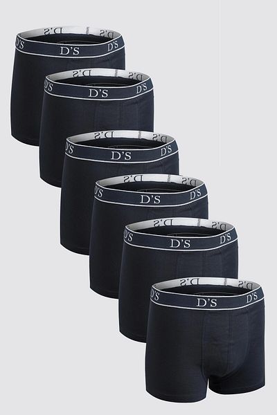 D'S Damat Σετ μπόξερ 6 τεμαχίων Navy Blue - Γαμπρός, με λογότυπο μάρκας, Lycra και Stretchable