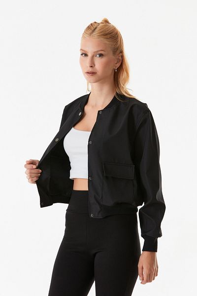 Fulla Moda Αδιάβροχο με γιακά με τσέπες και ελαστική μέση