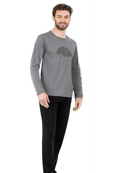 Pierre Cardin Men's Combed Cotton Round Collar Pajama Set