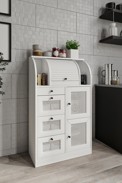 Genel Markalar Mobilya Astana Bazalı 9 Bölmeli Beyaz Kuru Bakliyat Saklama Ki...