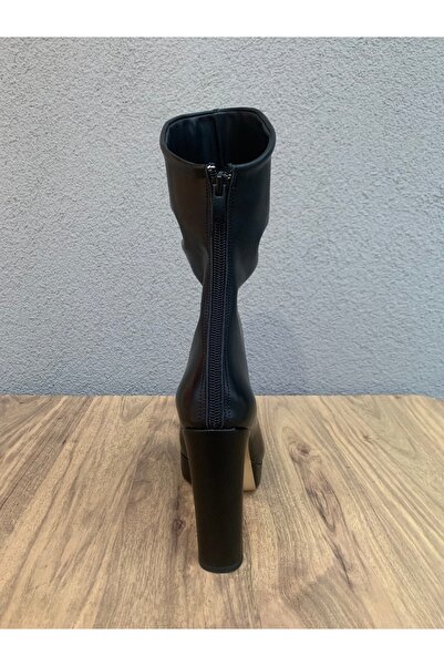 Beety Platformlu Yüksek Topuklu,Büzgülü Arkası Fermuarlı Bot