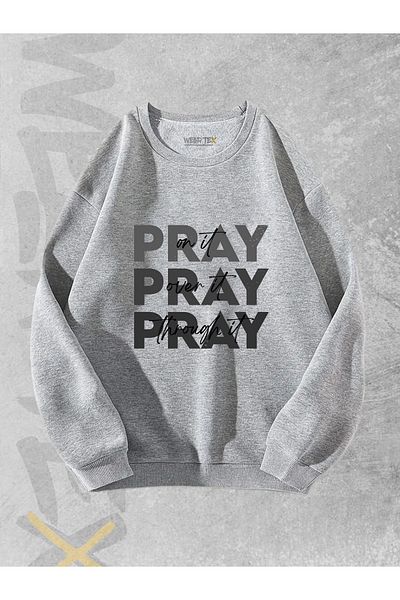 WEARTEX Unisex Oversize Sweatshirt - Crew Neck, Pray Printed, Hoodie
