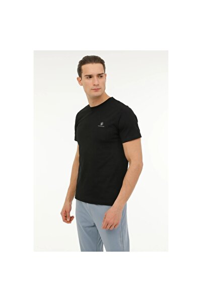 lumberjack Ανδρικό μαύρο μπλουζάκι CT102 με στρογγυλή λαιμόκοψη