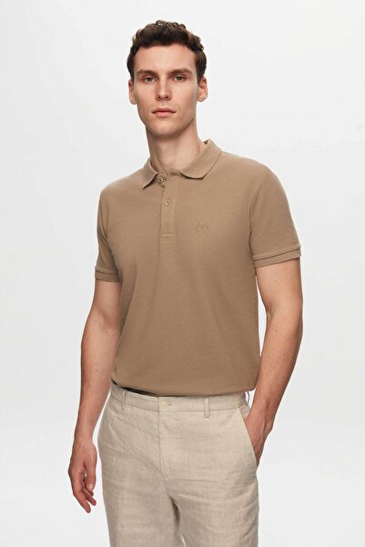 D'S Damat Mire Regular Fit - Tricou cu gât polo din nurcă/gri/alb piqué, 100% bumbac