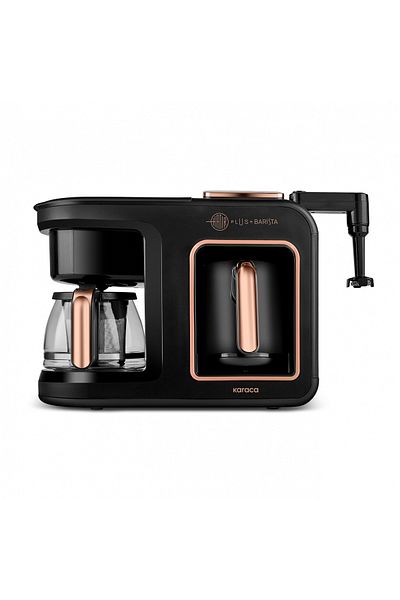 Karaca Hatır Plus Barista - 6 in 1 Latte Cappucino and Turkish Coffee Maker, Black Copper