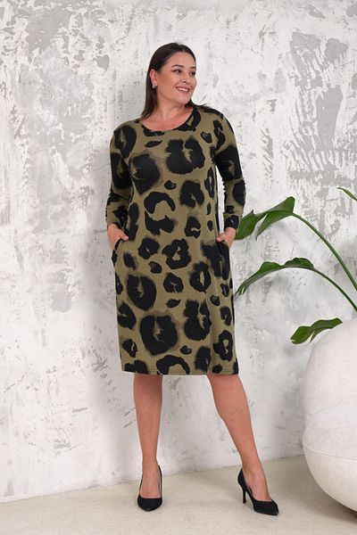 Neşeli Butik γυναικείο φόρεμα με πράσινο σχέδιο plus size