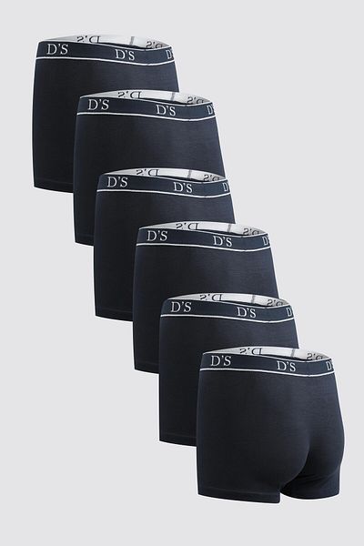 D'S Damat Σετ μπόξερ 6 τεμαχίων Navy Blue - Γαμπρός, με λογότυπο μάρκας, Lycra και Stretchable