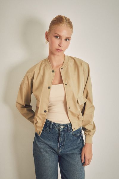 Fulla Moda Αδιάβροχο με γιακά με τσέπες και ελαστική μέση