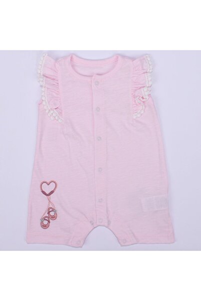 bebegen Kız Bebek Pembe Pıtırcık Dantel Kollu Çıtçıtlı Tulum