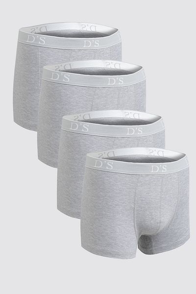 D'S Damat Σετ μπόξερ Groom Grey 4 τεμαχίων - Stretchable, Lycra και ελαστική μέση