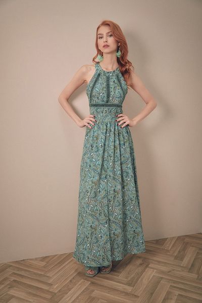 Fulla Moda Ethnic Print - Φόρεμα με χαμηλή κοπή στην πλάτη και σκίσιμο
