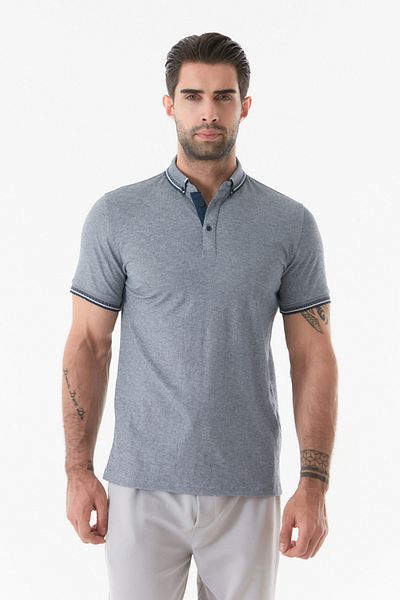 Fulla Moda Polo Collar Buttoned Basic T-Shirt