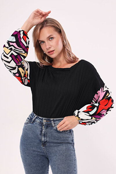 armonika Γυναικεία Φαρδιά Μπλούζα Μαύρο Μανίκι ARM-20K001085