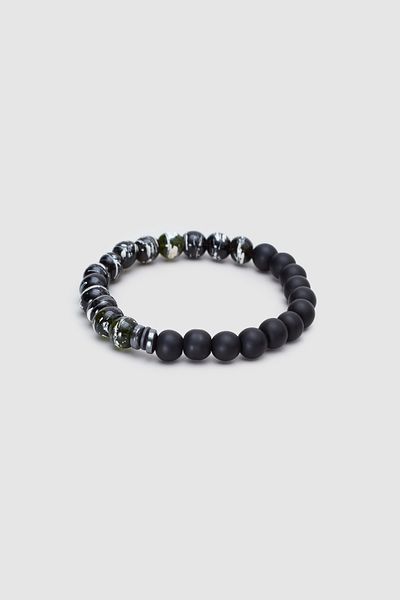 Twn Men's Bracelet - Shiny Black Matte, Glass