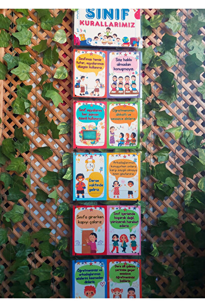 Kozalak Tasarım Sınıf Kuralları Afişi Okul ve Sınıflar için Pvc kaplı 6 parça...
