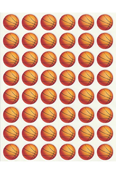 NUNUKİ Basketbol Topları Sticker Seti 2,5 cm Okul Spor Enerji Etiket Basketba...