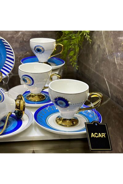 Serraa ACAR ~ Goldfinch 6 Kişilik Kahve Fincanı Takımı - 90 ml